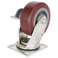 Plate Caster Pu W/brake 5"x2"