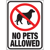 Sign No Pets Allowed Plstc