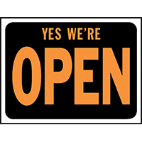 Sign Yes- We're Open