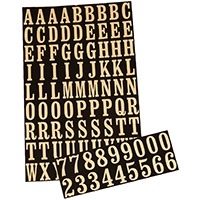 1" Blk/gold Nbrs/ltrs