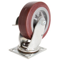 Plate Caster Pu W/brake 6"x2"