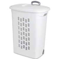 Hamper Laundry Wheeled Wht