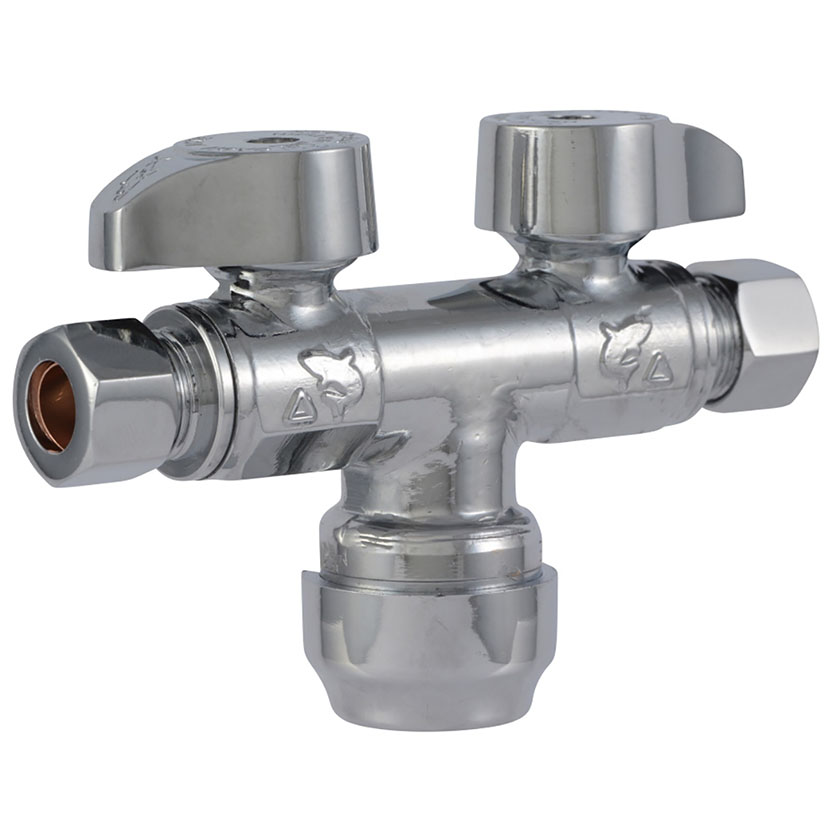 Sharkbite Dual S/o Valve 1/2x3/8