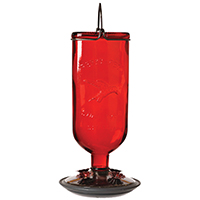 Hummingbrd Feedr Glass-btl Red
