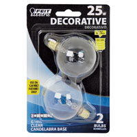 Feit 25w G216 1/2 Globe Clr 2pk