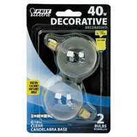 40w G16 1/2 Globe Clr 2pk