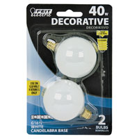 40w G16 1/2 Globe Wht 2pk