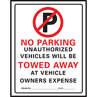 Sign No Parking/towed Hyko