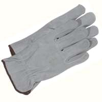 Gloves Split Lthr Med Grey